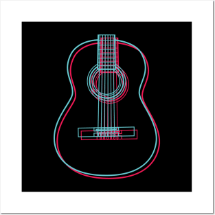 3D Classical Acoustic Guitar Body Outline Posters and Art